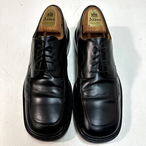 Mezlan Square Toe Bluchers Black Leather Derby Dress Shoes Made in Spain 8.5